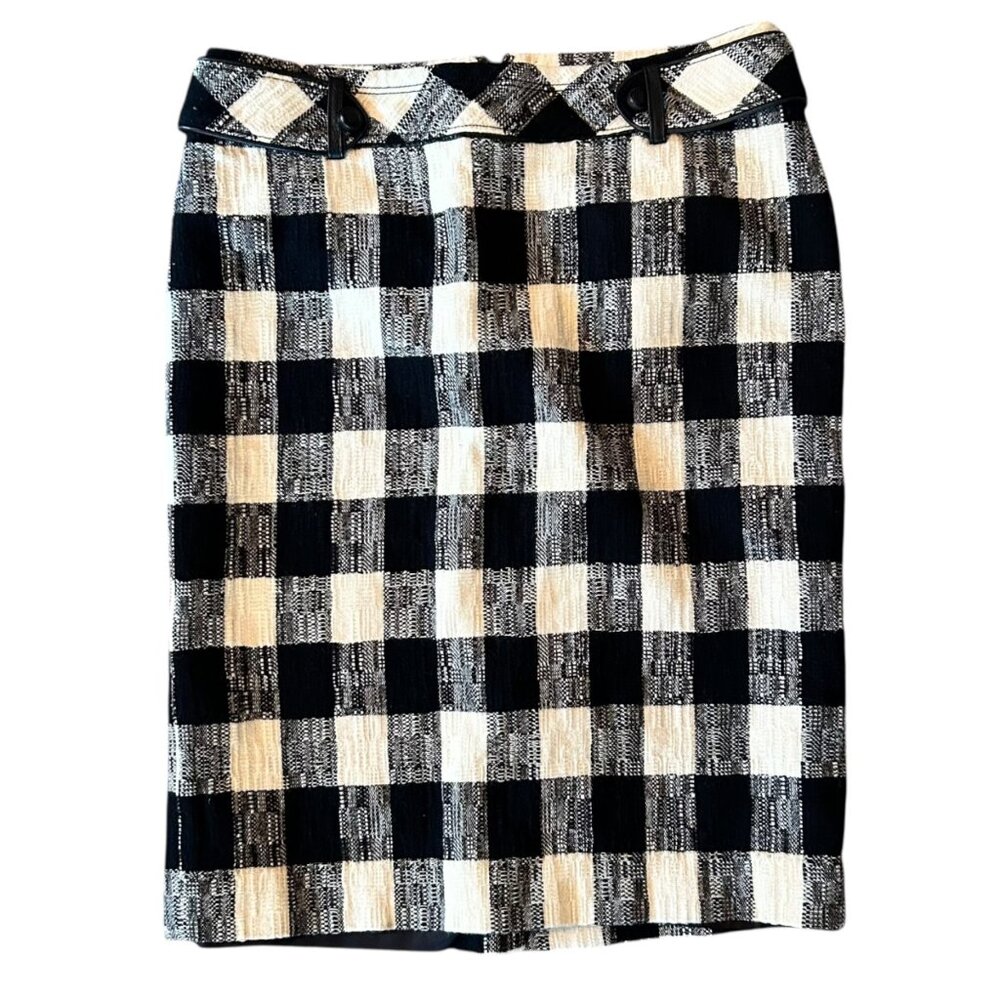 Compagna Monochromatic Check Old Money Classic Pencil Skirt